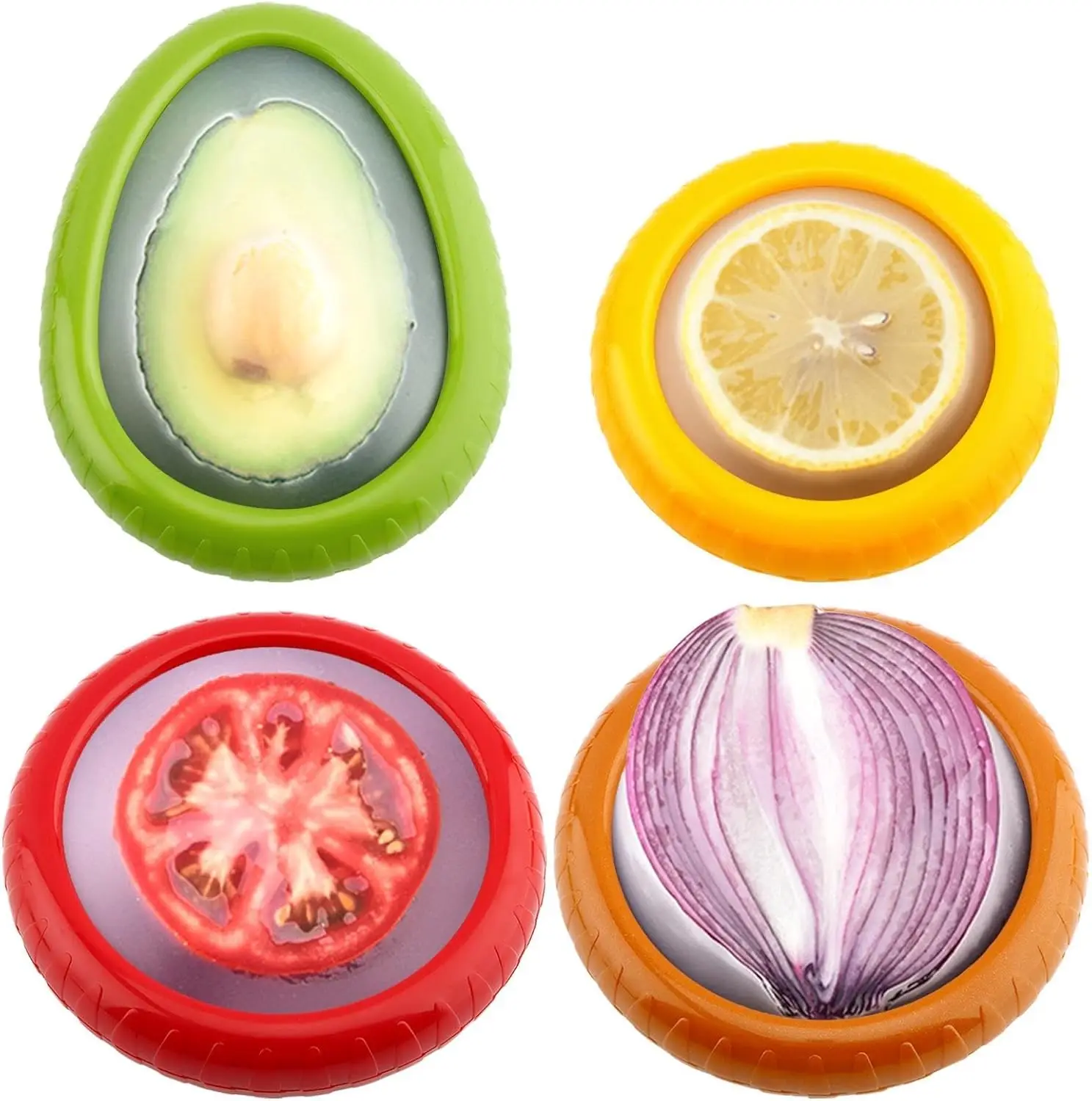 

Saver and Tomato Holder - Set of 4 Reusable Storage Containers for Fridge - Ideal for Garlic, Onions, Lemons, and Potatoes