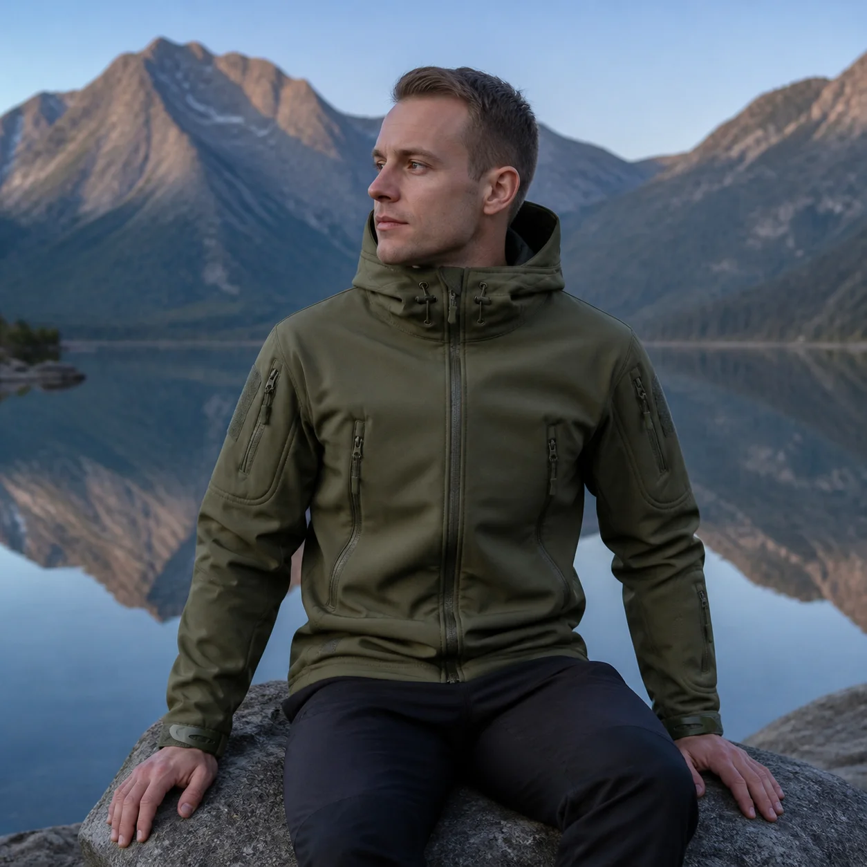 Men's Camouflage Softshell Jacket Waterproof Warm Fleece Lined Winter Tactical Coat for Outdoor Hunting Hiking Parka Cold Weathe
