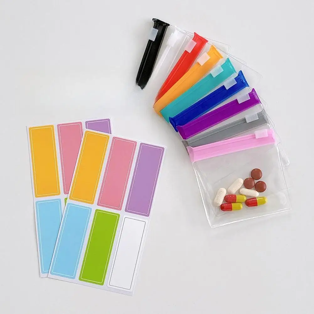 

7PCS Reusable Pill Pouch Bags Zippered Pouch Colorful Organizer Bags Sealing Storage Medicine Jewelry Self Bags T5E0