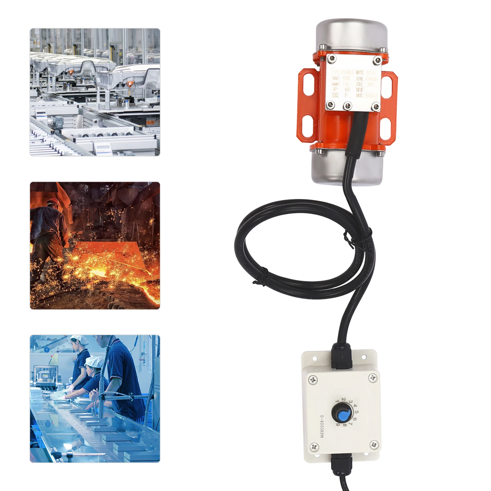 50W Brushless Concrete Vibrator Motor with Adjustable Speed, IP65 Waterproof, Bearings, and Easy Installation