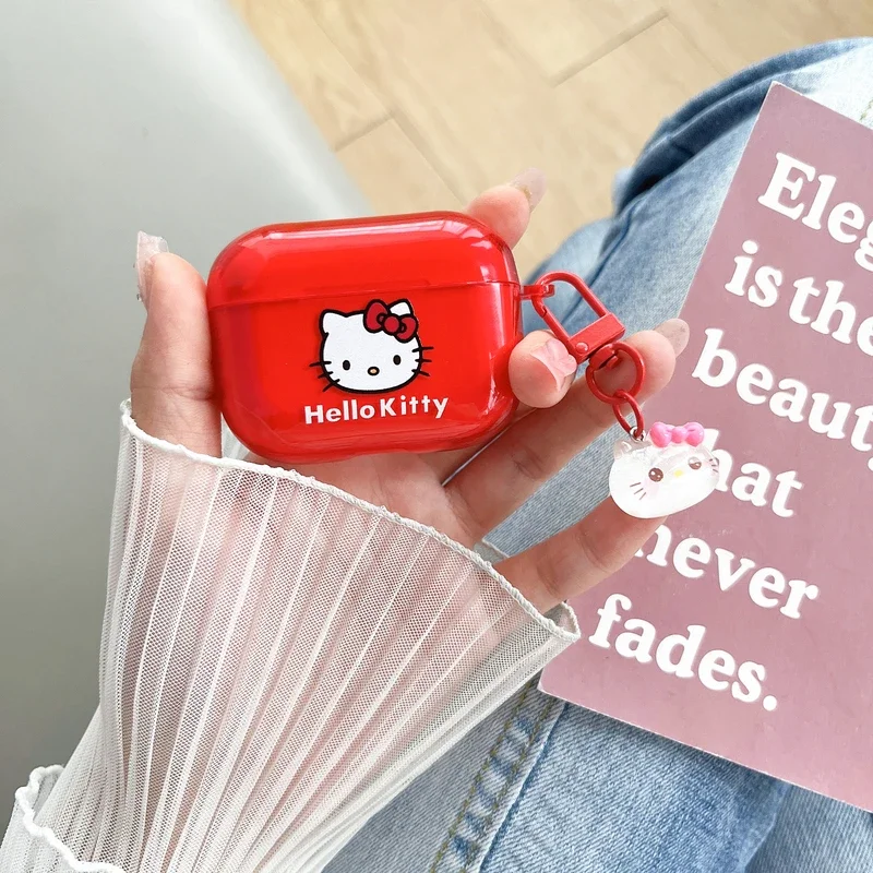 Cute Cartoon Sanrio Hello Kitty  Earphone Case For AirPods 1 2 3 Pro 2021 Wireless Bluetooth Headset Soft TPU Protective Cover