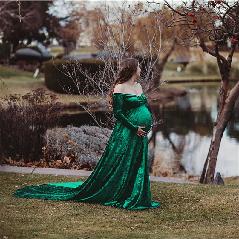 2026 New Pregnancy Gown Sexy Maternity Dresses Photoshoot Long Sleeve  Pregnant Women Dress Photography Props Loose Clothing