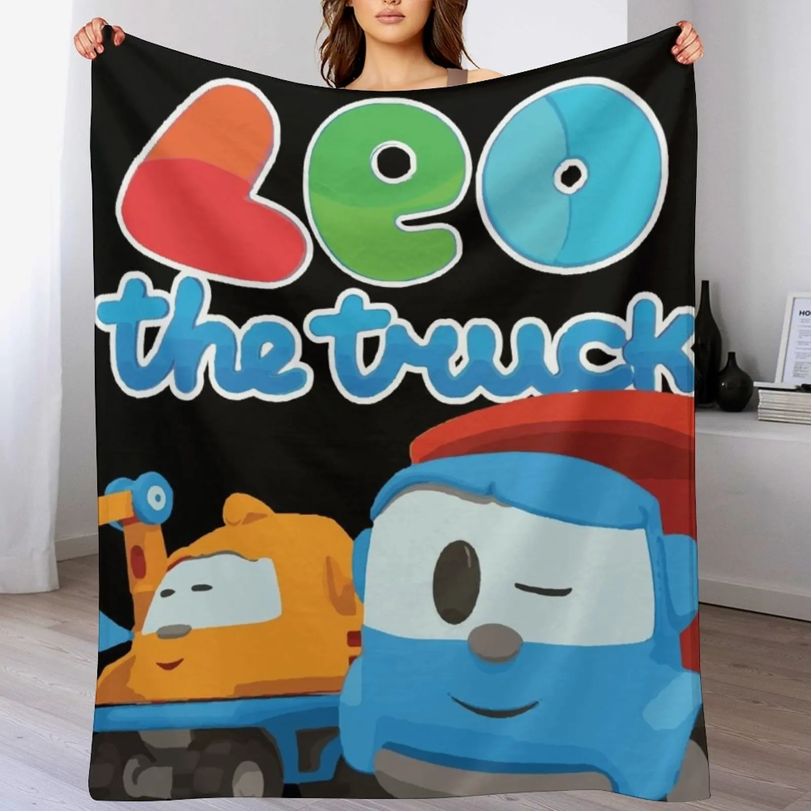 LEO the truck and friend SCOOP the excavator Throw Blanket Plaid on the sofa Furry Sofa Quilt Blankets