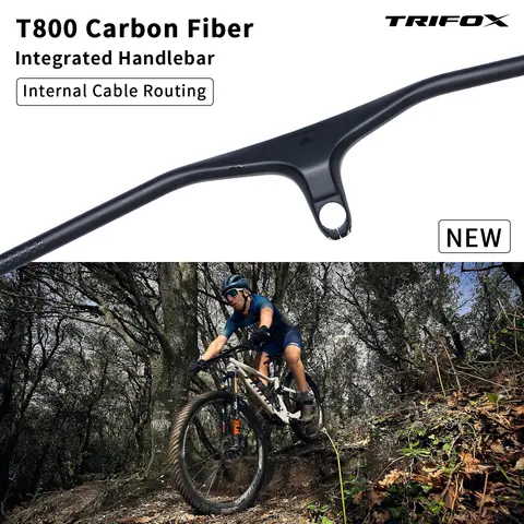 Carbon Fiber MTB Bicycle Integrated Handlebar With Stem -17 Degree 800x70/80/90mm Mountain Bike Parts Trifox RHB600