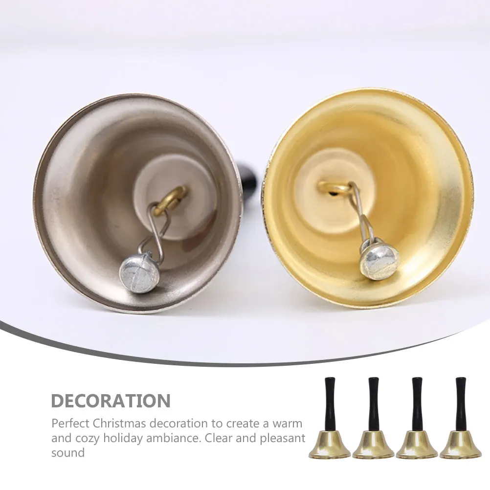 

4pcs Hand Bells Durable Retro Ornament Small Metal Table Bell Christmas Jingle Toy Restaurant Bell For Bachelor Party Call