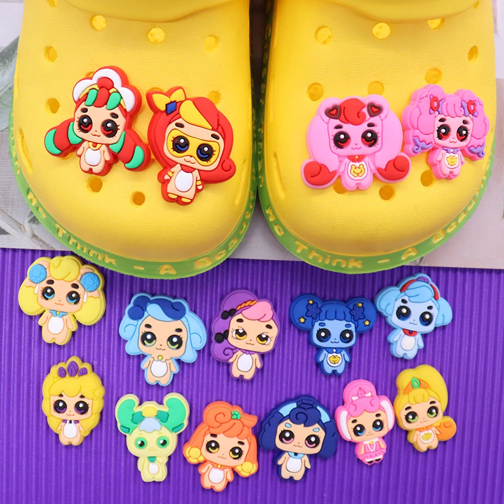 Hot Sale 1pcs PVC Shoe Charms Kawaii Pink Blue Cute Cartoon Animals Accessories DIY Shoes Decorations For Kids X-mas Gift