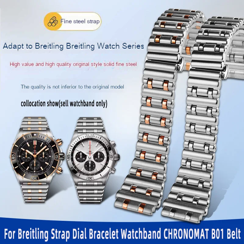 

24mm strap For Breitling Stainless Steel Watch Strap Mechanical Timing B01 Precision Watchband Super Ocean Avenger Watch Chain