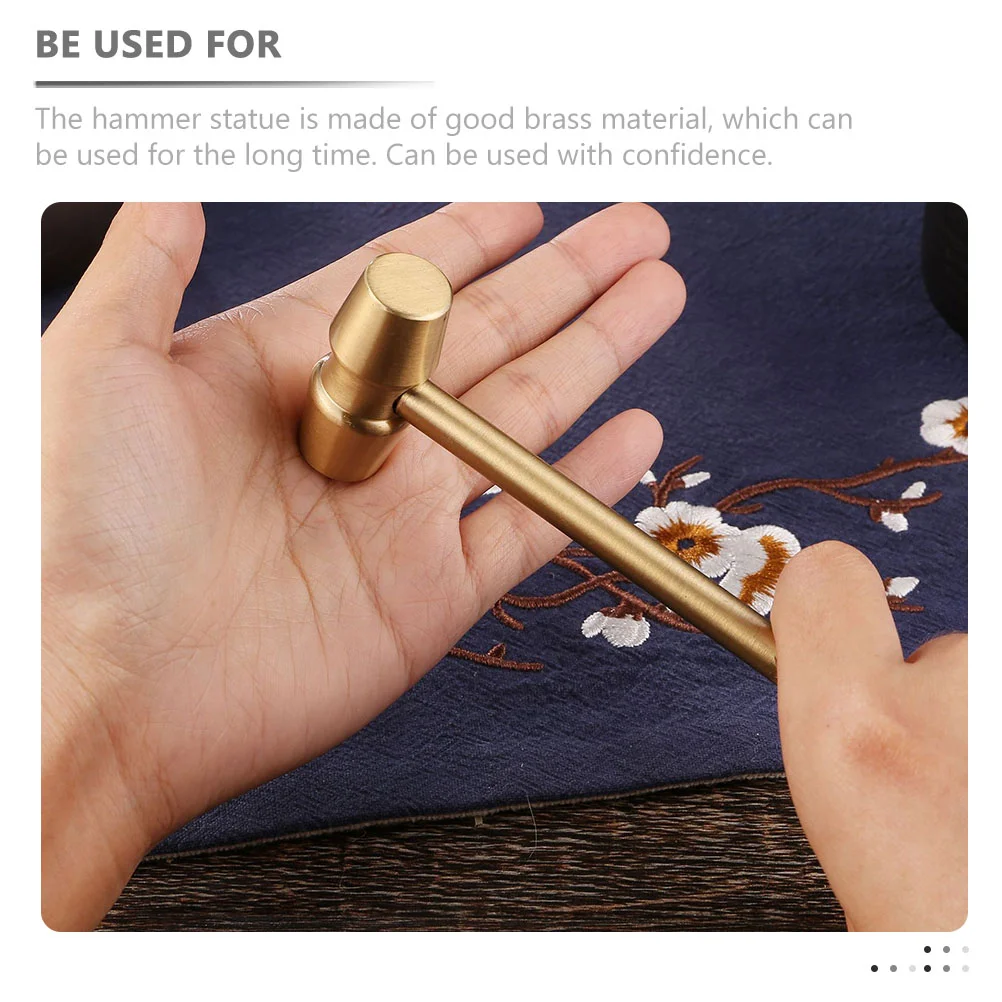 Exquisite Brass Hammer Decor Mini Statue Vintage Craft Desktop Toy Smooth Comfortable Touch Lasting Material Space