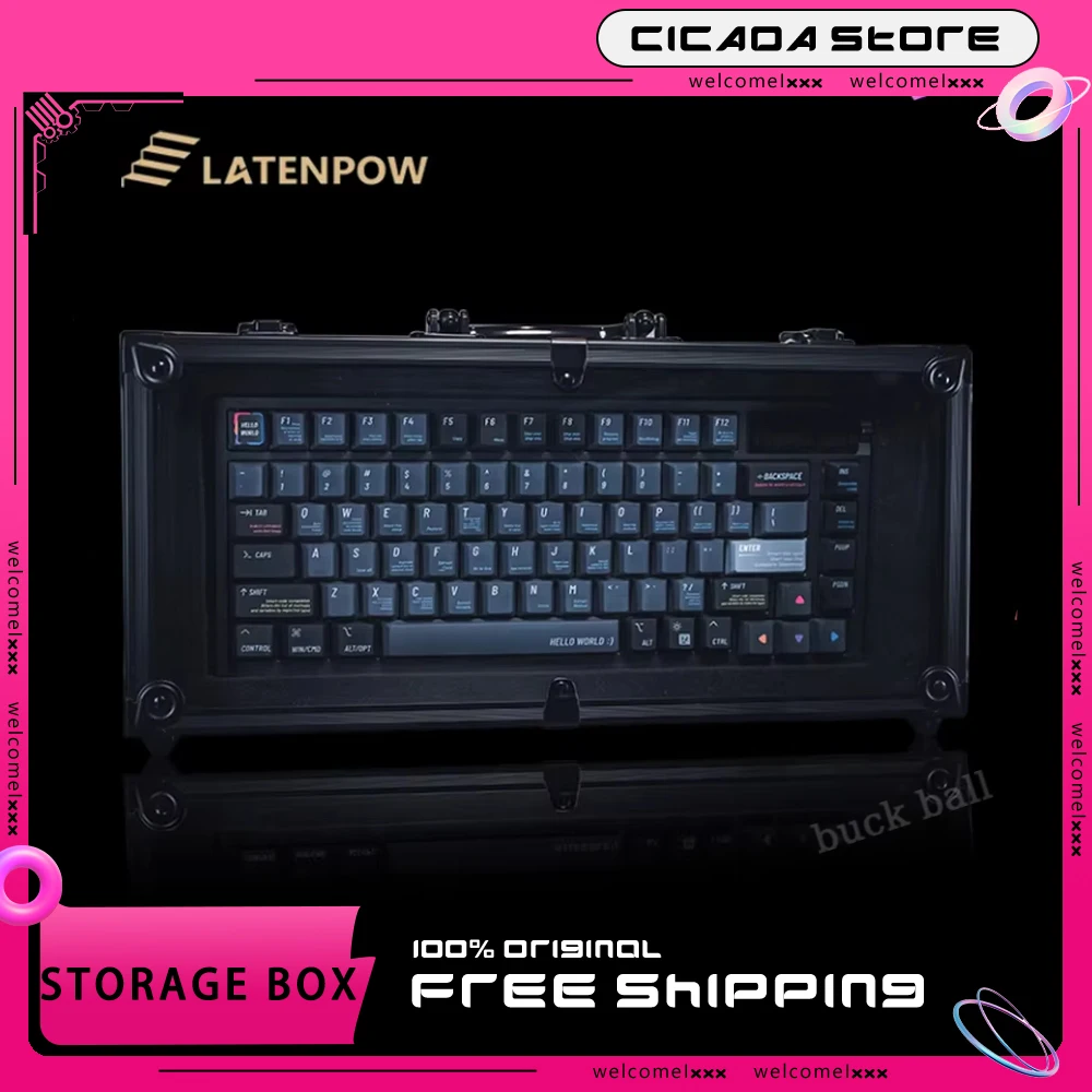 Latenpow Mechanical Keyboard Storage Box Anti-Fall Anti-Heavy Pressure Custom Carbon Fiber Grain Black Keyboard Box Accessories