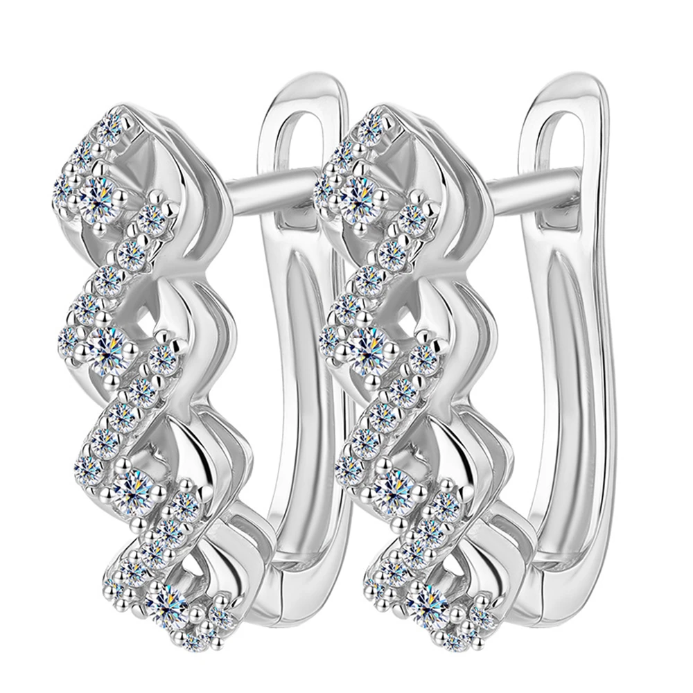 

Real Moissanite Earrings Tested with Diamonds S925 Sterling Silver Lace Ear Stud Ear Cuff for Woman Party High-End Jewelry Gift