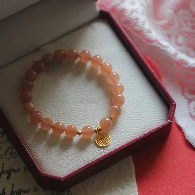 Sun stone orange moonlight bracelet bracelet women hot exquisite gift small fresh art retro simple niche jewelry wholesale charm