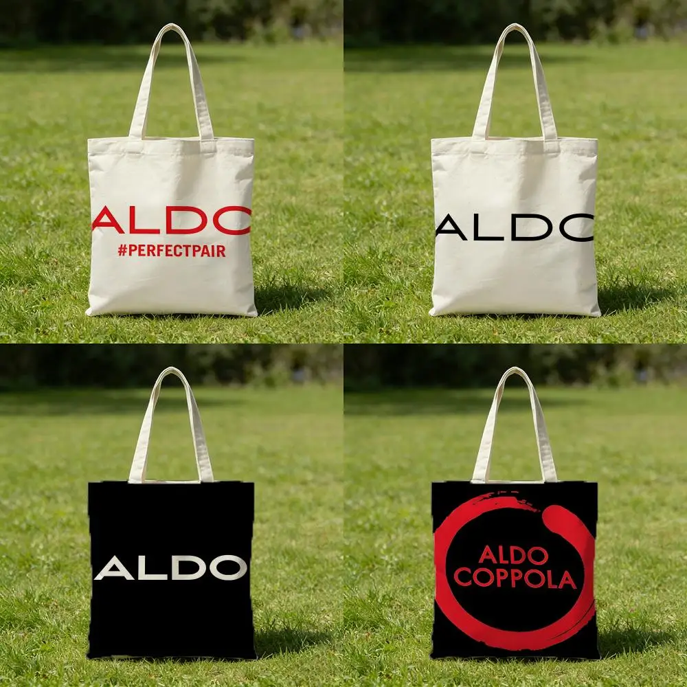 Bolsas de almacenamiento, bolsa de compras reutilizable de doble cara con asas blancas, lavable para la escuela y el mercado Aldo