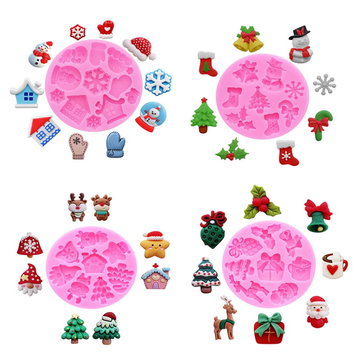 Christmas Series Silicone Mold DIY Resin Accessories Drip Resin Molds for Chocolate Dessert Decorations Snowman Snow House