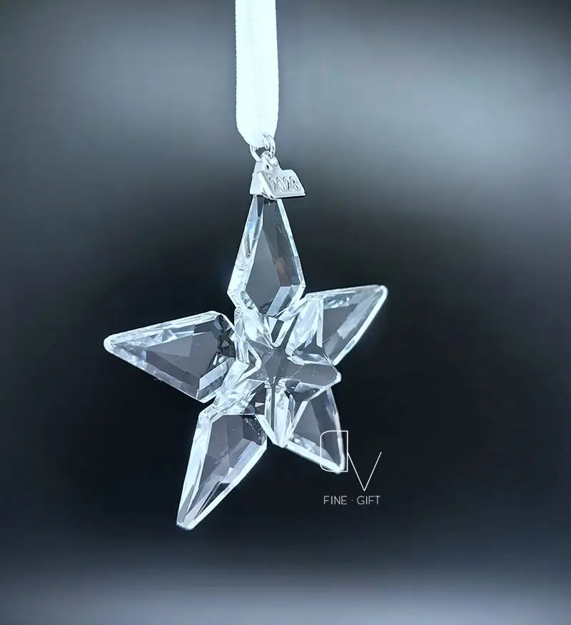 new 2023Austrian Crystal Star Snowflake Car Pendant Christmas Charms Hanging Ornaments Decoration white gold color craft gift