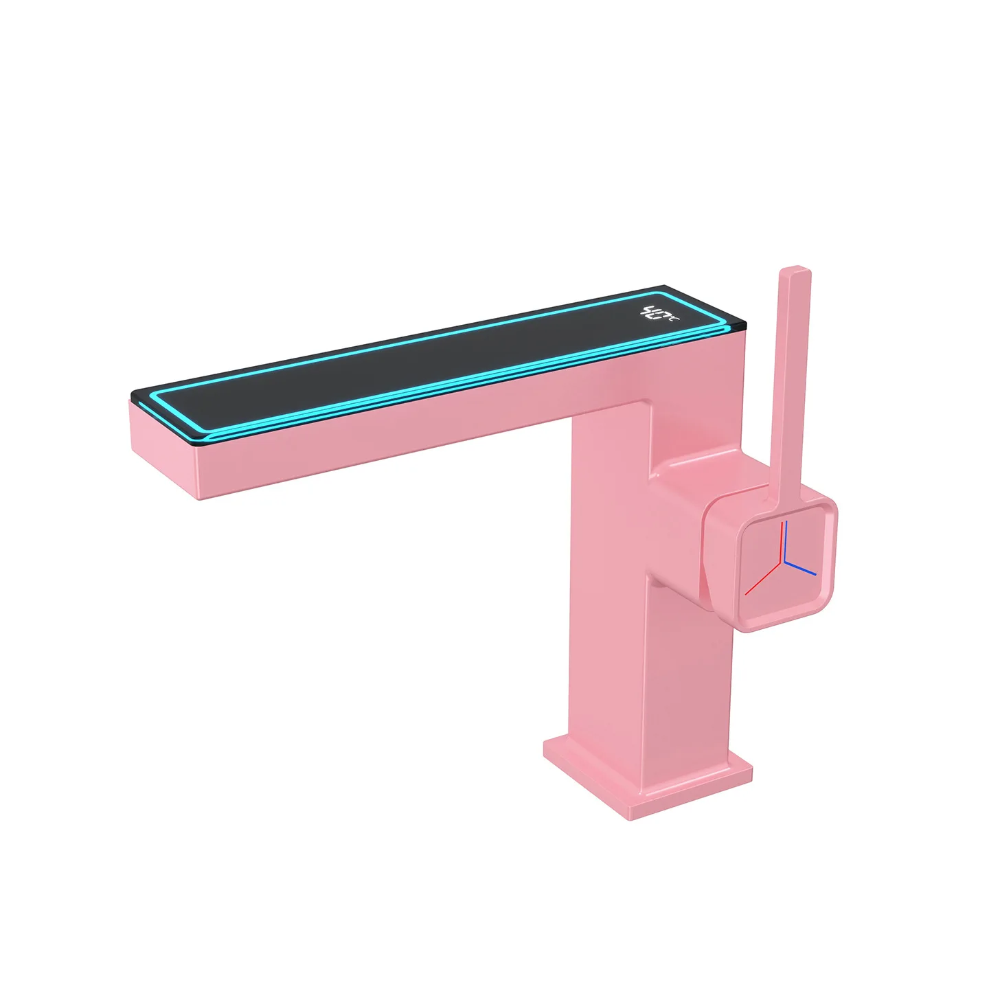 Basin Faucet Hot and Cold Bathroom LED Digital Display Gray Single Lever Brass Sink Mixer Decked Square New Arrival