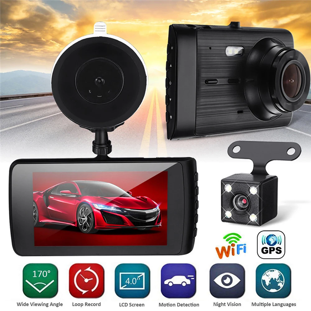 

Car DVR Dash Cam WiFi Full HD 1080P Rear View Reversing Camera Drive Video Recorder Auto Dashcam Black Box GPS Car Accessories