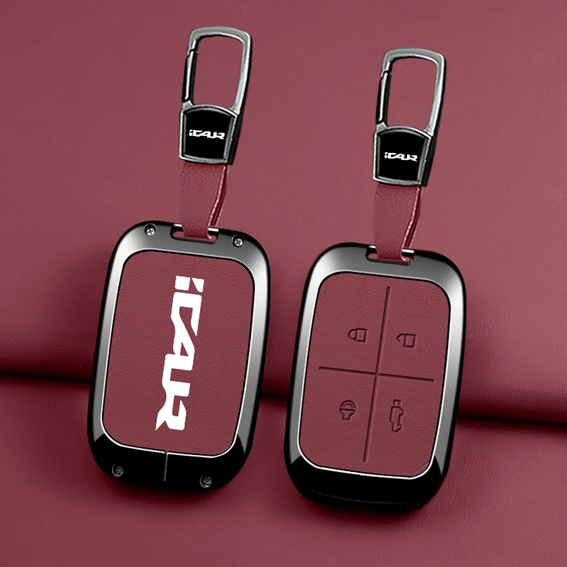 For Chery ICar Key Case 2026 New Car Zinc Alloy Shell Buckle ICar V23 Creative High-grade Goat Skin Car Key Protect Accessories