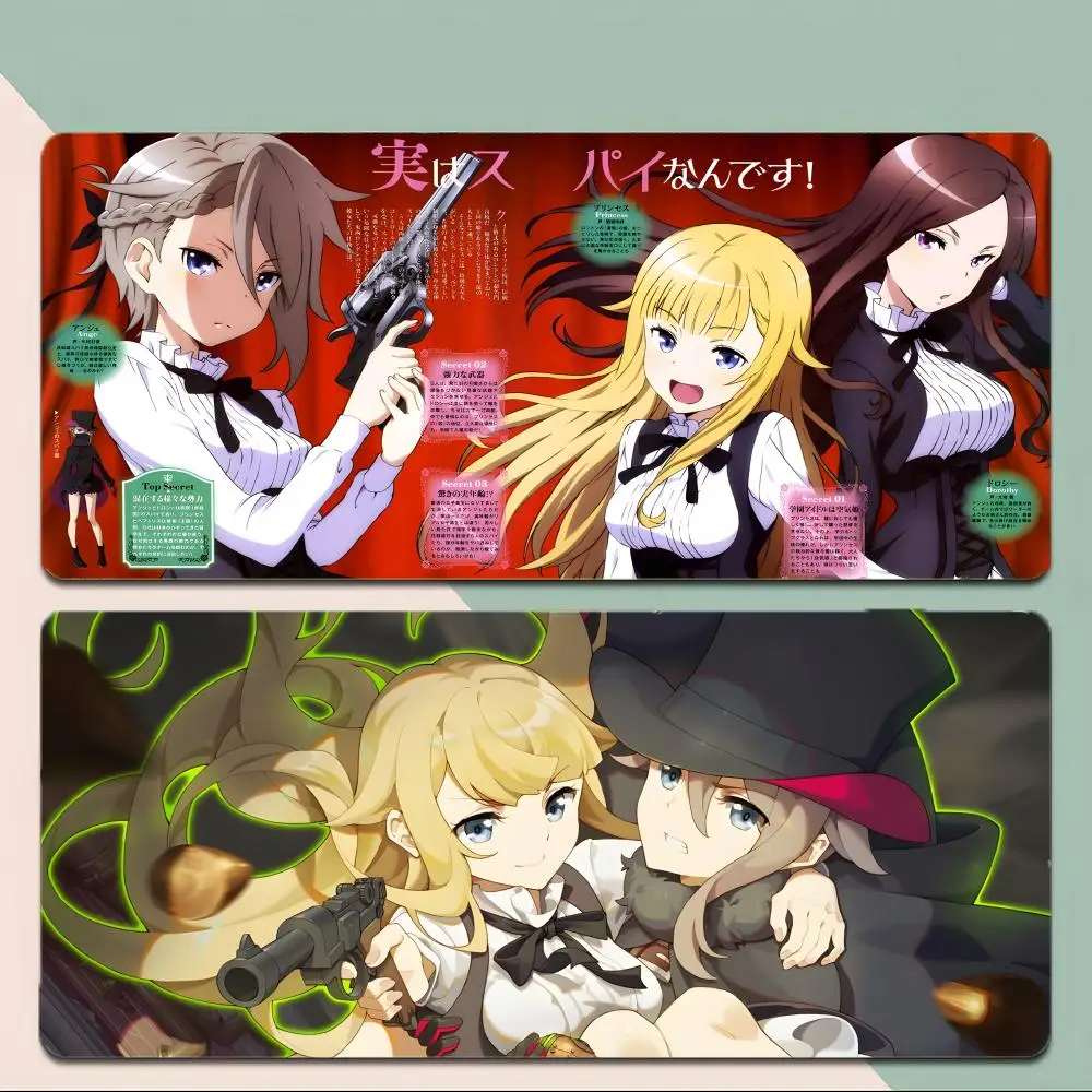 Cool Spy Anime P-Princess Principal Mouse Pad Thick Stitched Edge Gaming Mousepad Large Non-Slip Desk Mat