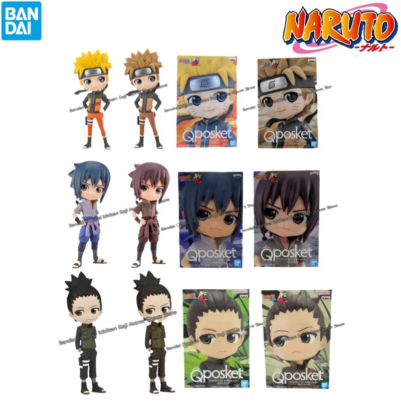 En Stock Bandai caja Original Kit de modelismo modelo Naruto Qposket Uzumaki Naruto Uchiha Sasuke Nara Shikamaru estatua de personajes de Anime