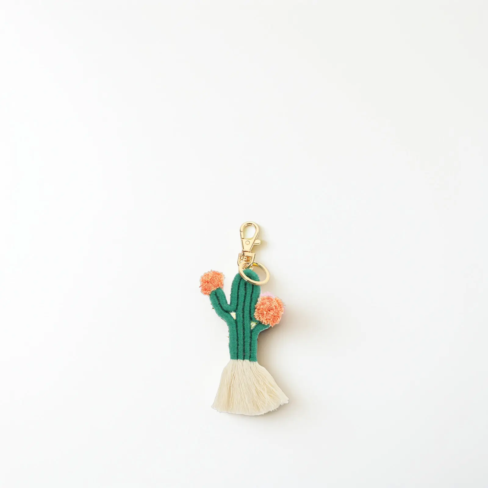 Exquisite Macrame Cactus Keychain Lobster Clasp Boho Keyring Pendant for Handbag Tote Backpack Lanyard Phone Charm Decorative