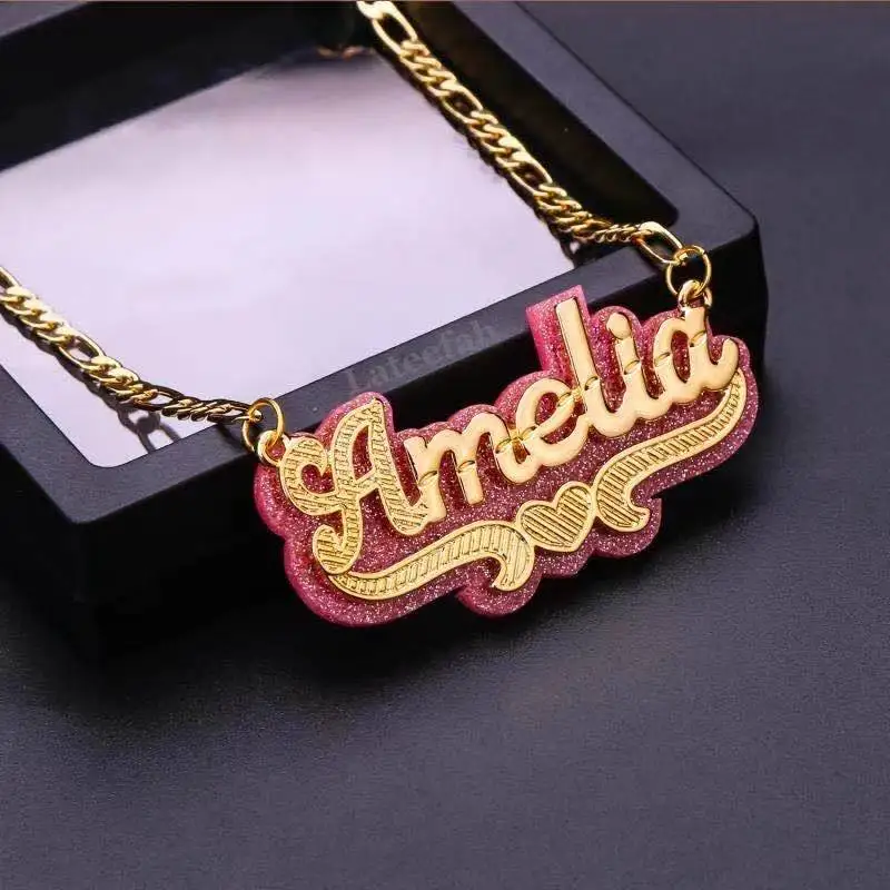 2023 Custom Double Plate Name Chokers Silver Name Chokers Personalized Chain Custom Name Pendant Necklace Personality Jewelry