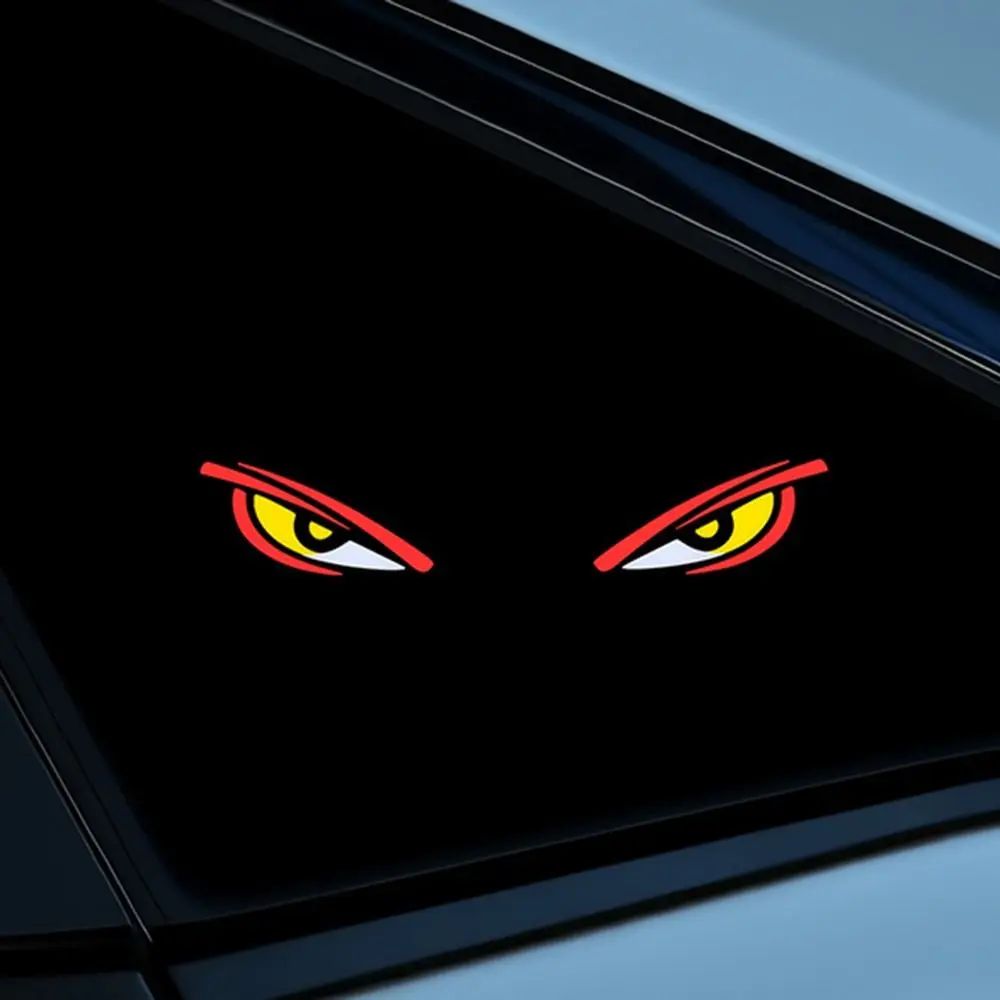 Wireless Solar Devil Eyes Car LED Warning Light Vibration Lights on Suction Cup Car Warning Light Car Decor Dynamic Display