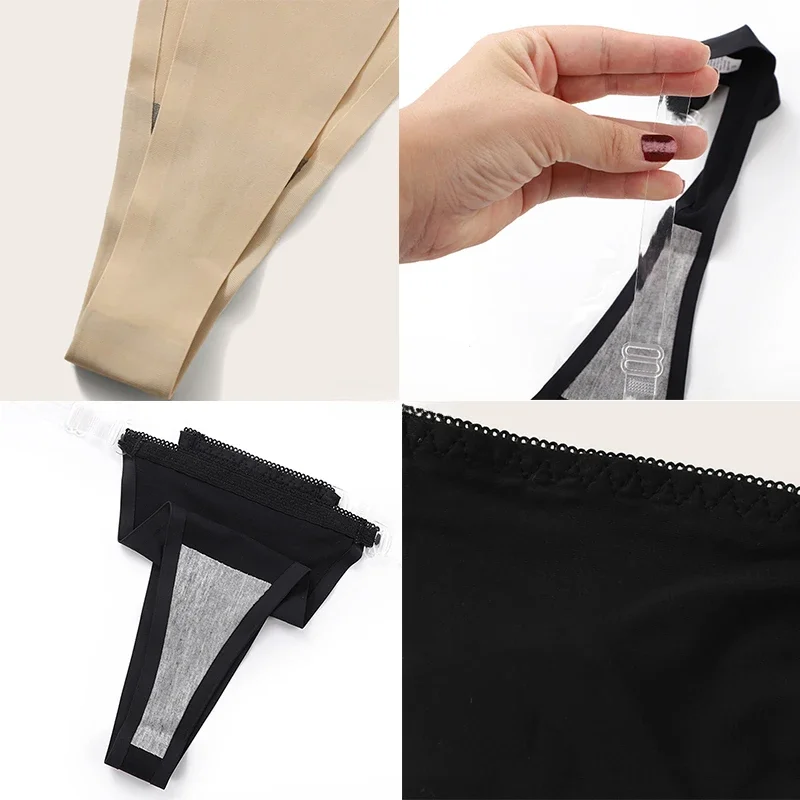 New Sexy Transparent Strap Thong Panties for Women Nylon G-string V-Waist Seamless Underpants T-back Lady Bikini Underwear