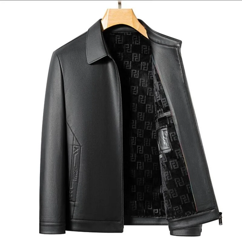 

Модные осенние и зимние модели, мужская куртка с лацканами, деловая повседневная куртка из искусственной кожи, тонкая толстая черная, синяя