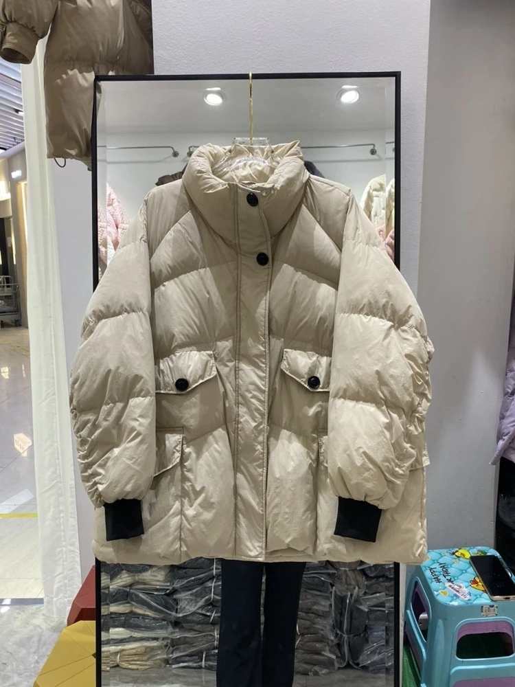 

New Winter Puffer Jacket Women Solid Warm Female 90%White Duck Down Coat Loose Casual Female Parka Short Outerwear