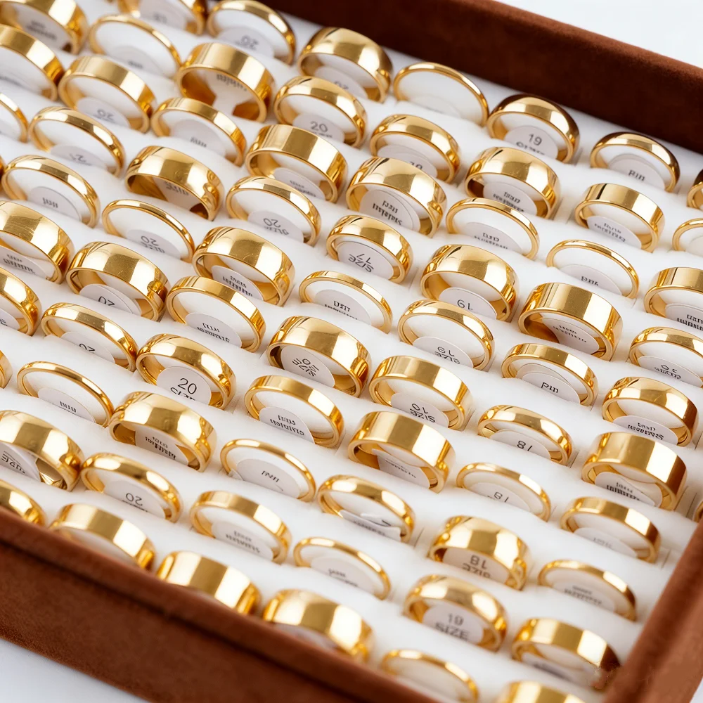 10/14/20/26/30/50/100Pcs Classic Glossy Stainless Steel Rings Set For Men Women Fashion Simple Daily Jewelry Party Gifts