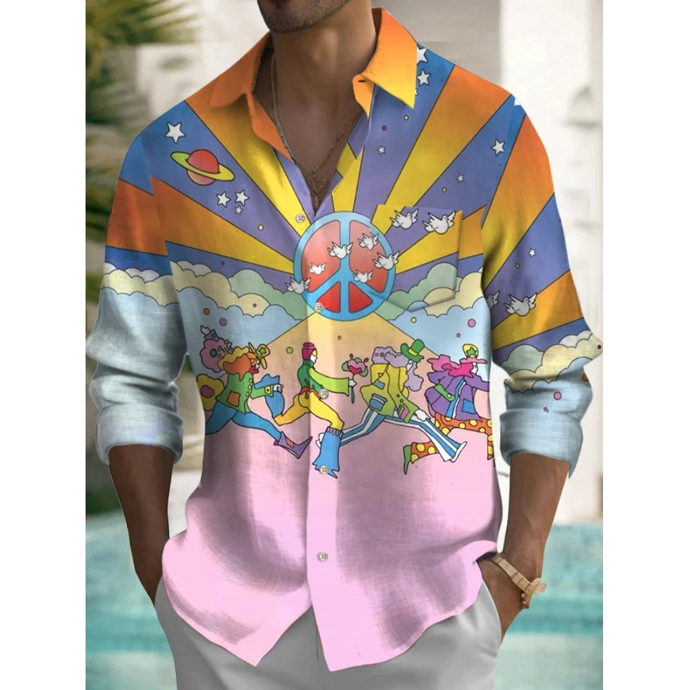 Camisa havaiana de manga curta masculina, roupa respirável solta, blusa casual, moda verão