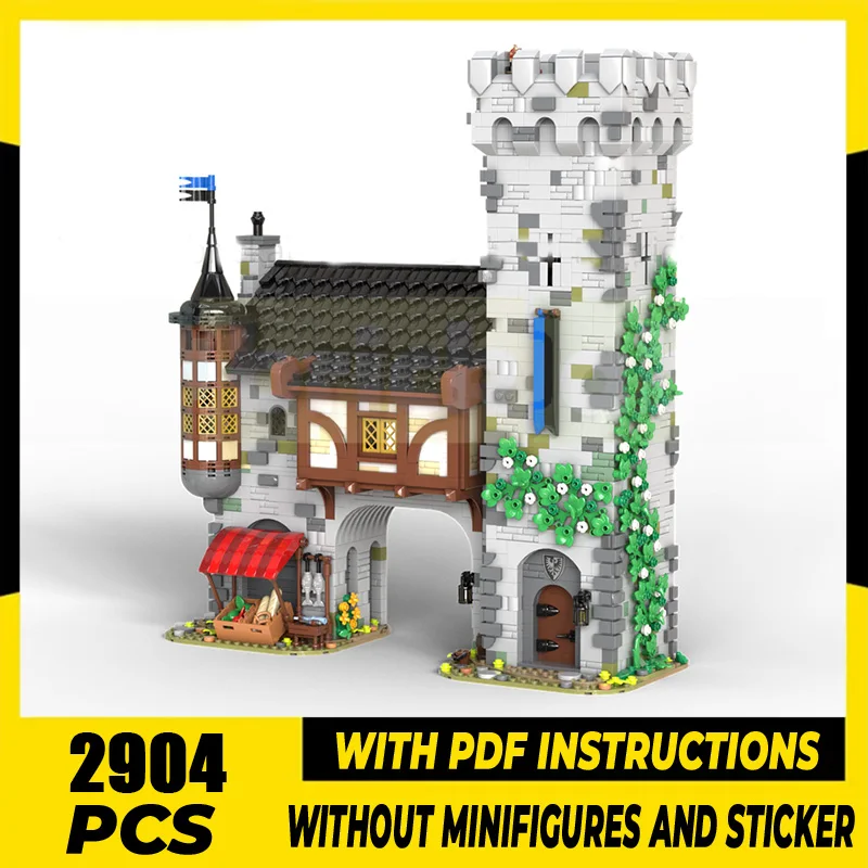 

Средневековая модель замка Moc, строительные блоки, модульная модель средневековых городских ворот, технологические кирпичи, набор для сборки «сделай сам», подарочная праздничная игрушка