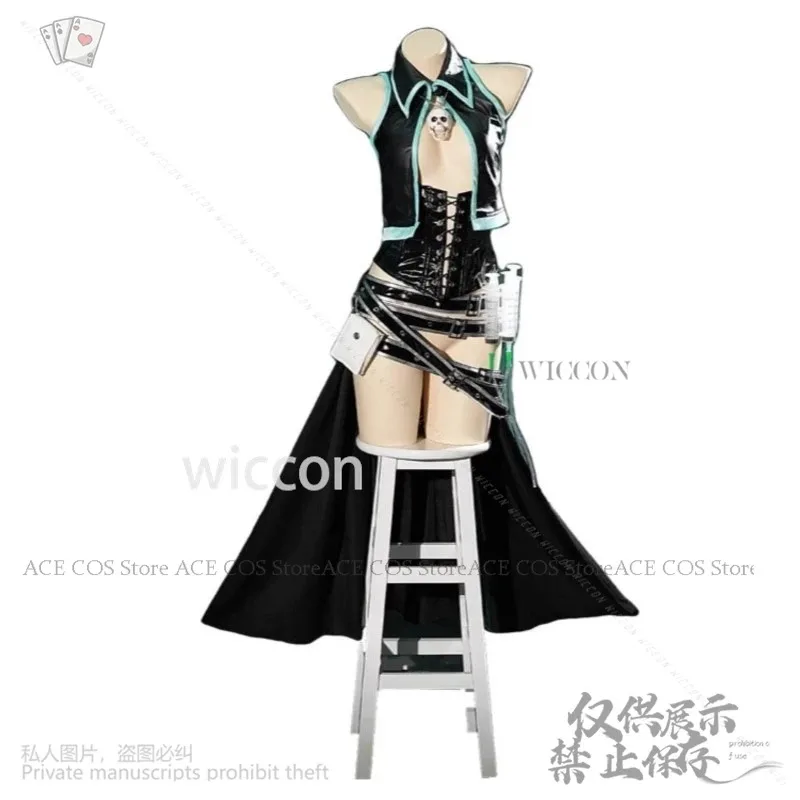 

Аниме игра Vtuber Karune SHI-E Ca Prisoner косплей платье костюм кальция сексуальный кожаный топ юбка галстук серьги Cos Expo комплект