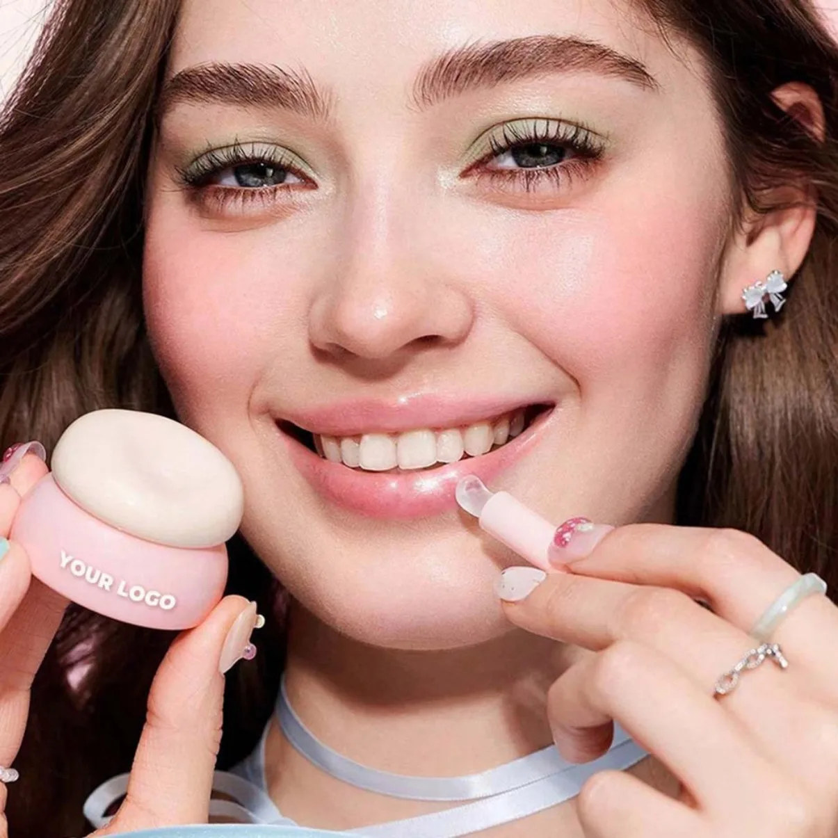 プライベートラベル ヴィーガン 8色 リップグロス 保湿 透明 ガラス フルーツ クリスタル ジェリー リップオイル プランピング クリア リップケア カスタムロゴ