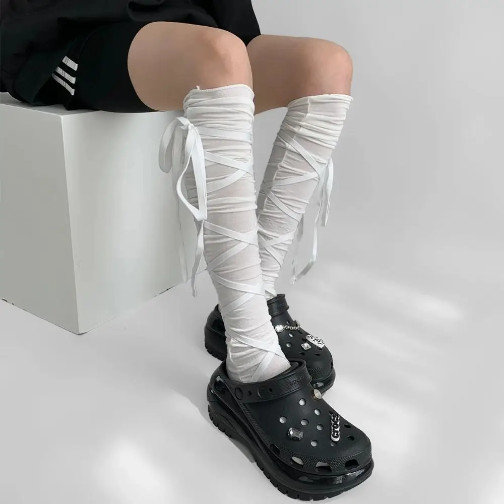 Trendy Punk Calf Tie Leg Cover socks Women Y2K Lolita Ballet Strappy Calf Socks Gothic Japanese JK Club Thin Stocking