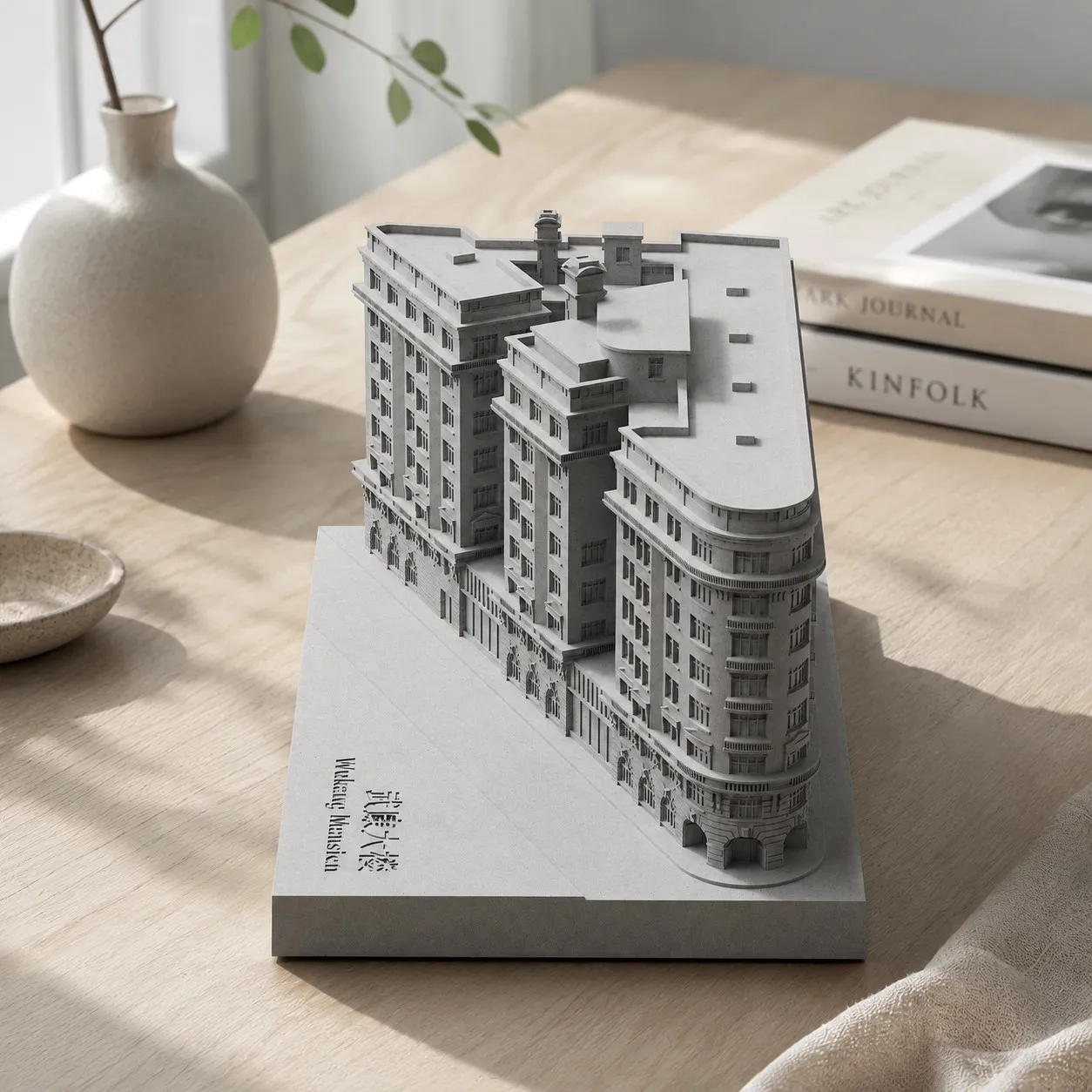 Shanghai Wukang Building, a Popular Landmark, Classic Cement Architectural Model, Home Soft Furnishings, Office Desk Ornaments