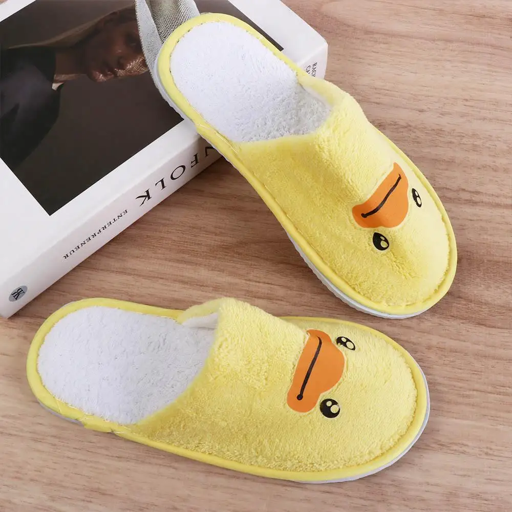 Leuke Kleine Gele Eend Wegwerp Slippers Cartoon Casual Hotel Slippers One Size Verdikking Kinderen Slippers Gast