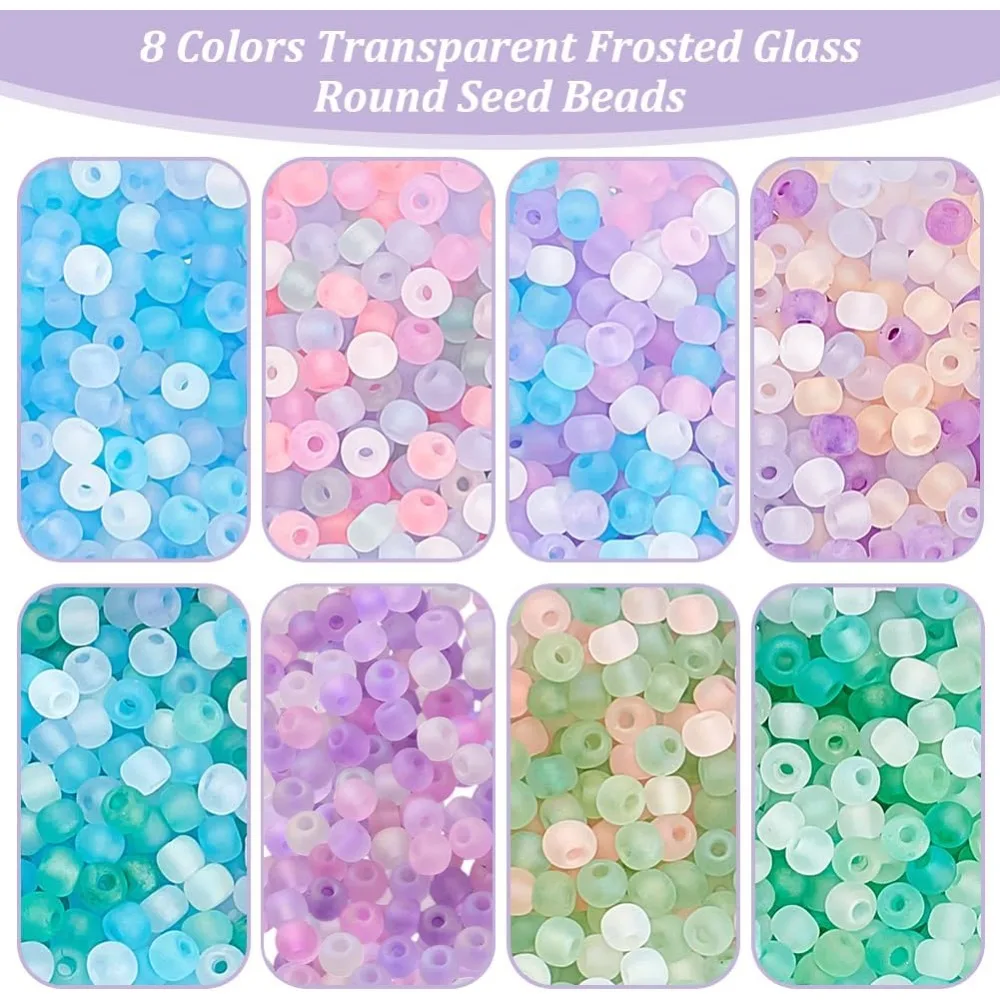 2104 pezzi 8 colori perline perline di vetro smerigliato da 3 mm perline rotonde trasparenti mini perline distanziatrici kit perline in vita