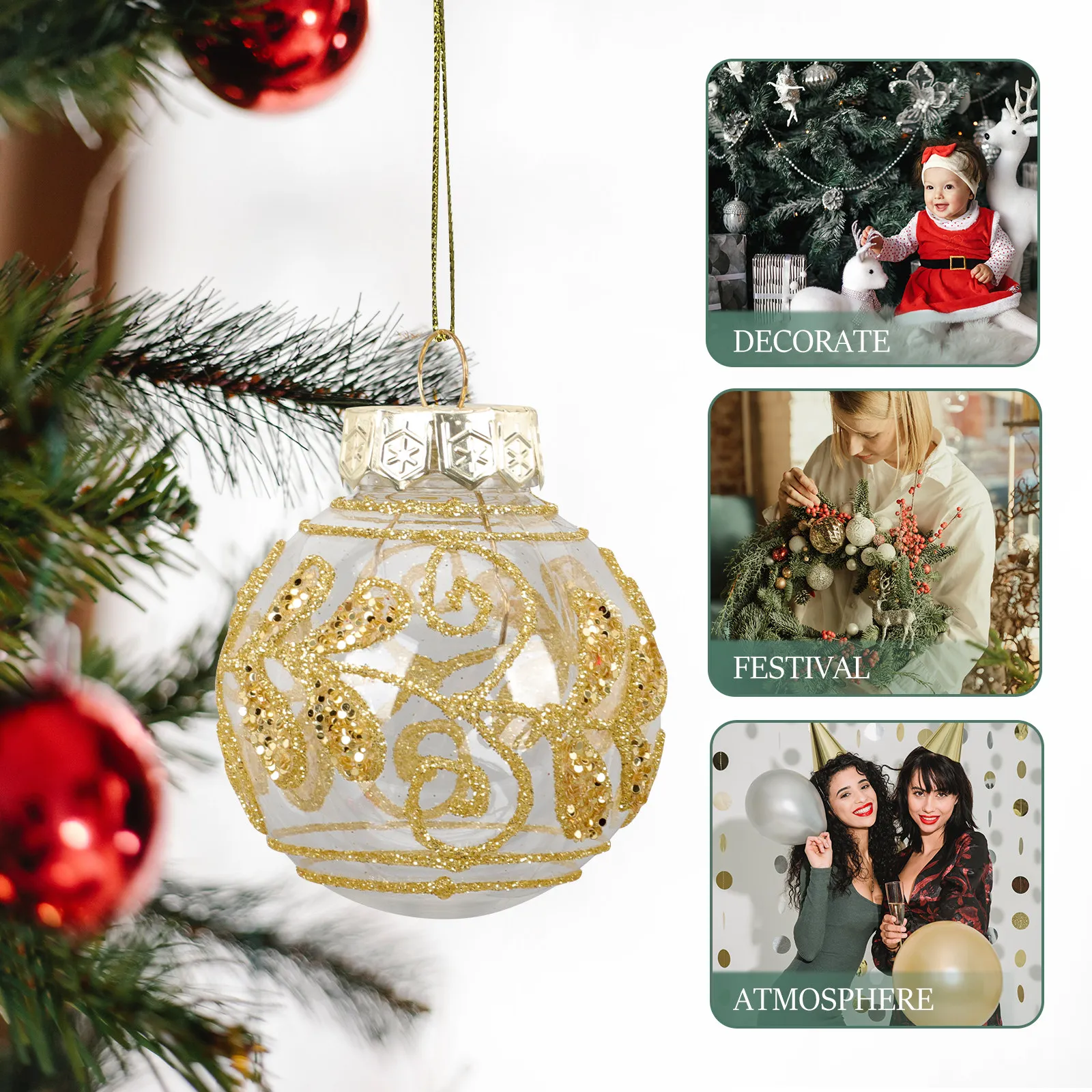 

25 шт. Небьющиеся елочные шары-украшения для декора рождественской елки, праздничные принадлежности для вечеринок