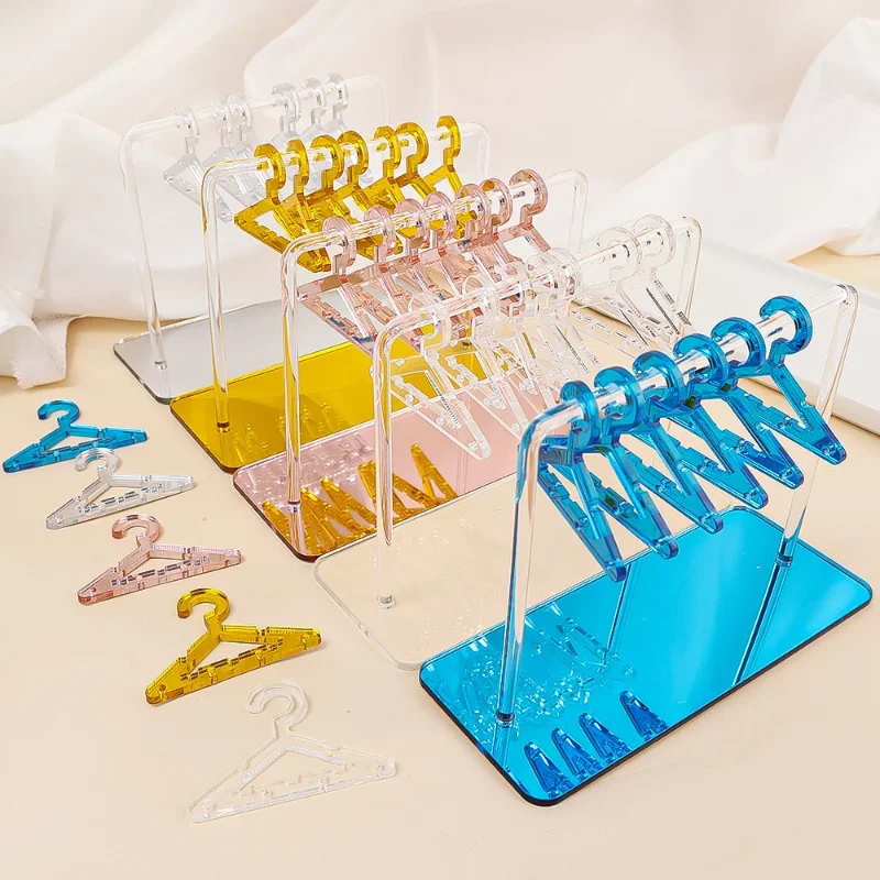 8pcs Hangers Earring Jewelry Hanger Display Stand Acrylic Organizer Creative Coat Hanger Shape Tabletop Ear Stud Jewelry Storage