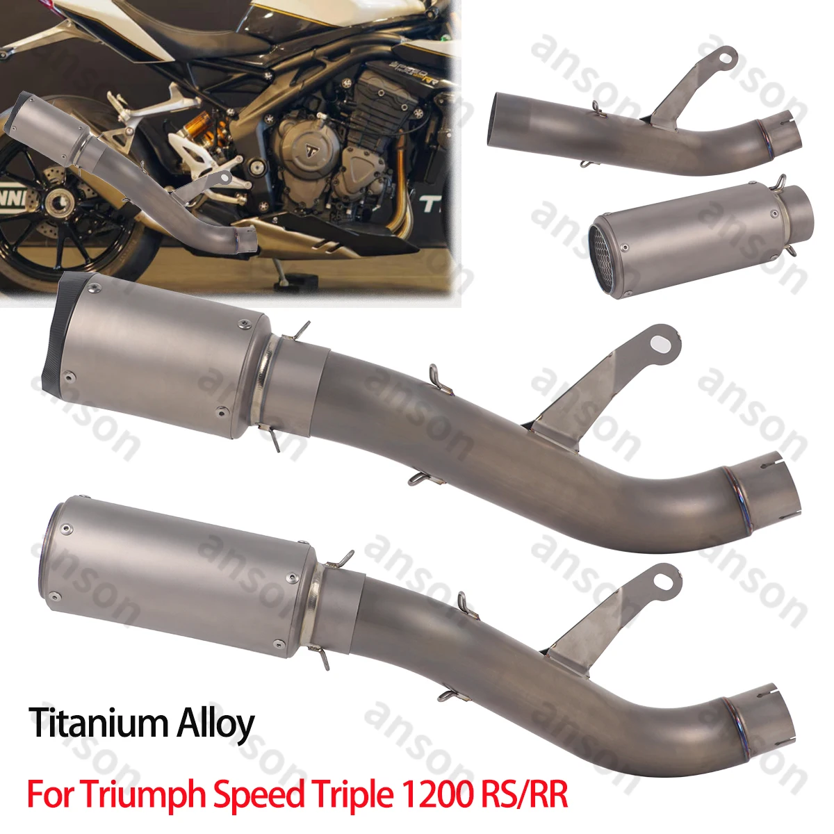 

Для Triumph Speed Triple 1200RS 1200RR 2021-2025 Escape надеваемая выхлопная труба среднего звена, соединительная оригинальная труба заголовка, титан