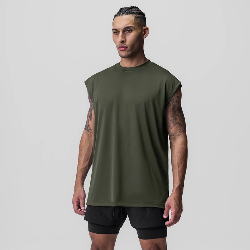 Muscle Guys Gym Bodybuilding Muscle Tank Tops Mesh Breathable Quick Dry Cool Sleeveless Shirt Mens Fitness Sport Loose Singlets