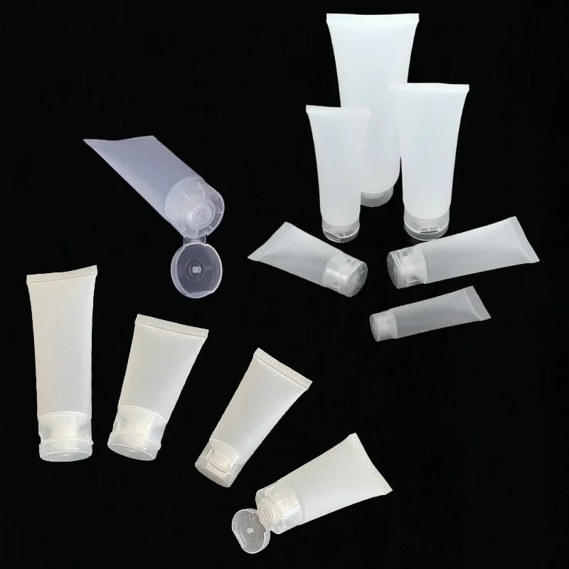 30Pcs Plastic Frosted Cosmetic Soft Tubes W/ Flip Lid Refillable Empty Sample Bottles For Facial Cleanser Hand Cream Makeup