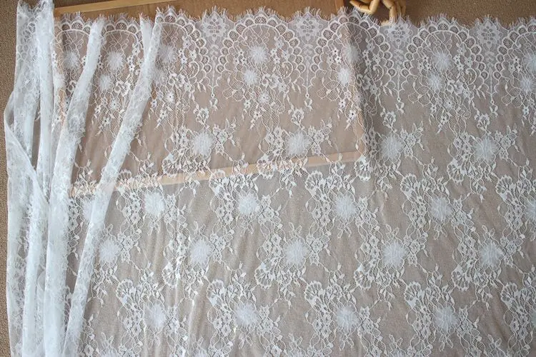Skin Friendly Breathable Mesh With Flower Eyelash Lace For DIY Wedding Veil Cheongsam Fabric And Home Accessories Lace Trim Set