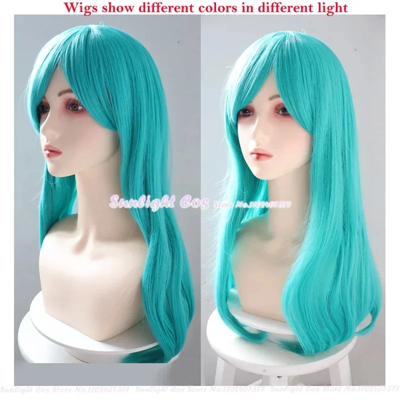 En Stock Anime Dragonball Bulma Buruma Cosplay peluca 65cm de largo verde mujeres pelo resistente al calor pelucas de fiesta Orejas de conejo + gorro de peluca gratis