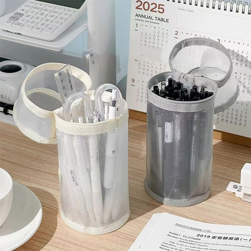 Mesh Dual-use-Make-Up Pinsel Lagerung Tasche Tragbare Pinsel Fall Einfache Große Kapazität Pinsel Eimer Halter Reise Stand-up beutel