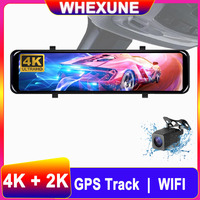 WIFI 4K+2K 12 Inch Rear View Mirror Dash Cam Camera 3840*2160P Car Dvr GPS Tracker Video Recording Super Night Vision Dual Lens