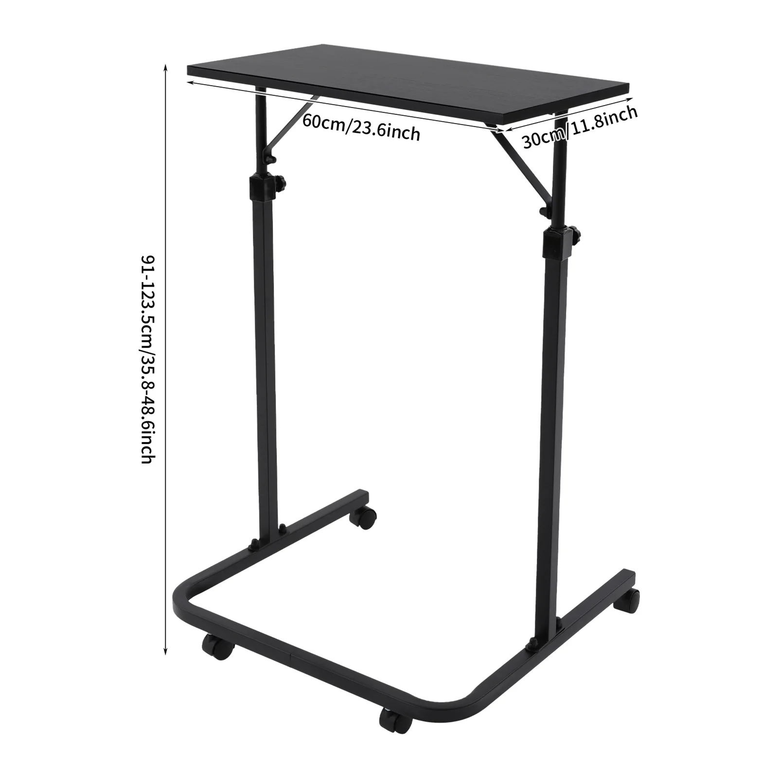 60x30cm Höhenverstellbare Mobile Arbeitsstation, U-förmiger Fitness-Schreibtisch mit Rollen für Heimbüro Fitnessstudio Stehpult (Schwarz) – Detail 12