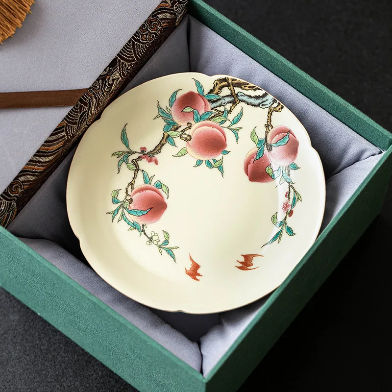 

Чайный поднос Ru Kiln, пастельный девять персиковых горшков, подшипник, китайский стол для сухого заваривания, поднос для фруктов, аксессуары для дома