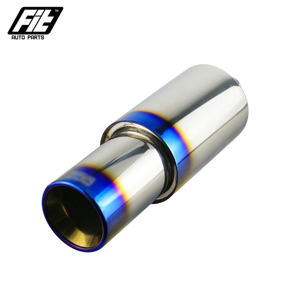 

Universal Car Sport Muffler Exhaust Pipe 2'' inlet 4'' outlet Stainless Steel Burnt Blue Race Muffler system